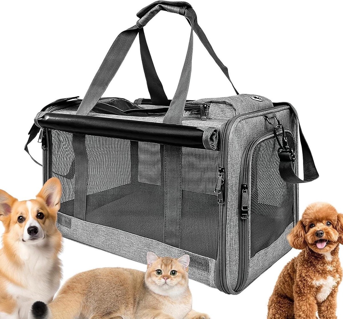 Huisdier Draagtas - Reistas Kat - Comfortabel Reizen - Ademend Ontwerp - 46x30x30 cm - Grijs