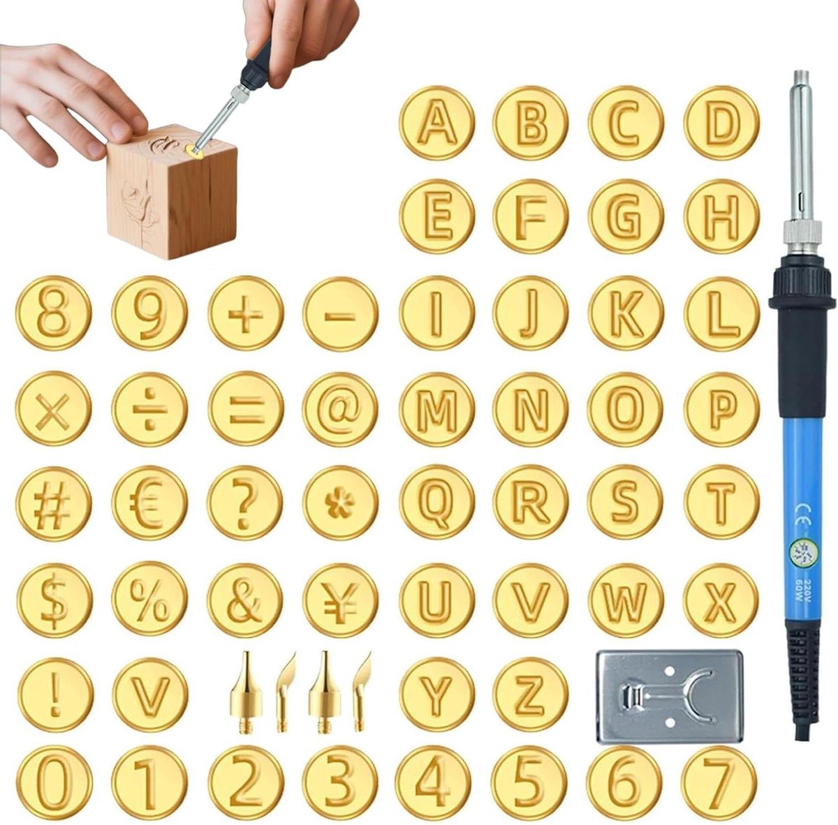 Houtbrander Set - Graveergereedschap Pen - Hout Bewerken - Instelbare Temperatuur - Alfabet Sjabloon - Zwart