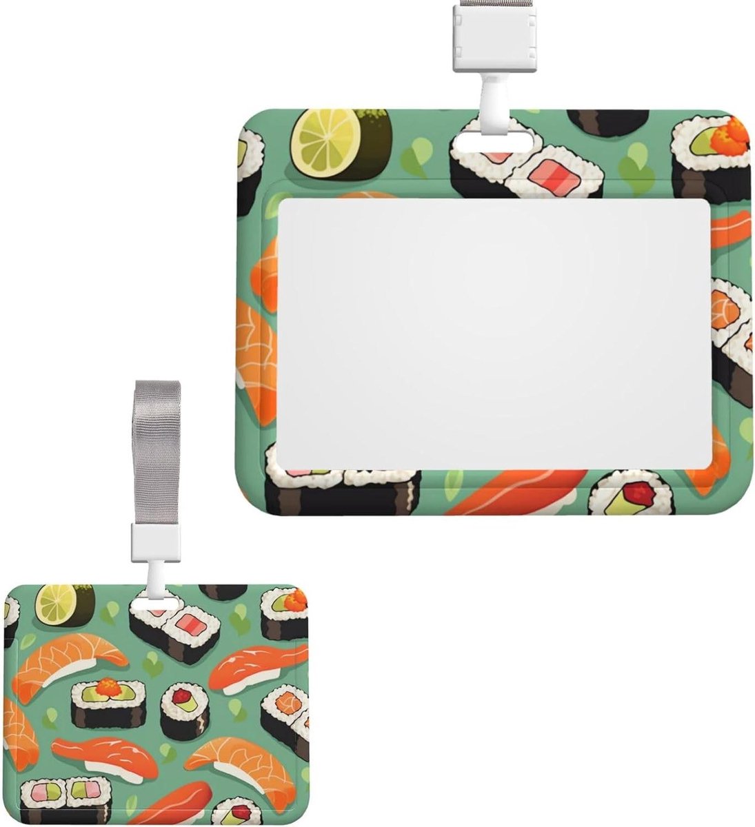 Glijdende ID-kaarthouder - Plastic badgehouder - Werk identificatie - Schuifontwerp voorkomt vallen - 10x6 cm - Sushi Patroon