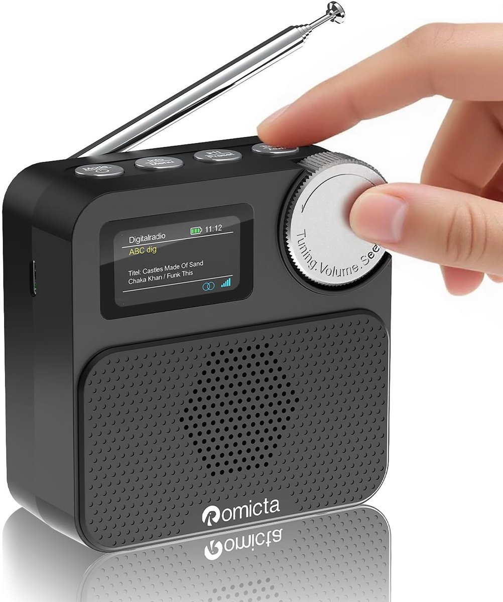 SnelShoppen - Draagbare Digitale Dab/Dab+ Radio met Bluetooth 5.0, FM, Kleurendisplay, MicroSD-sleuf, Wekker en Timer, Oplaadbaar voor Thuis en Reis