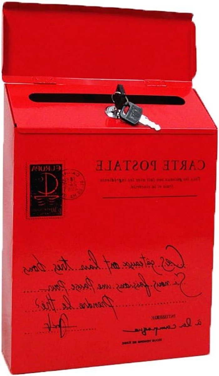 Wandmontage Brievenbus - Brievenbak Buiten - Post Ontvangen - Waterdicht Ontwerp - 30 x 23 x 6 cm - Rood