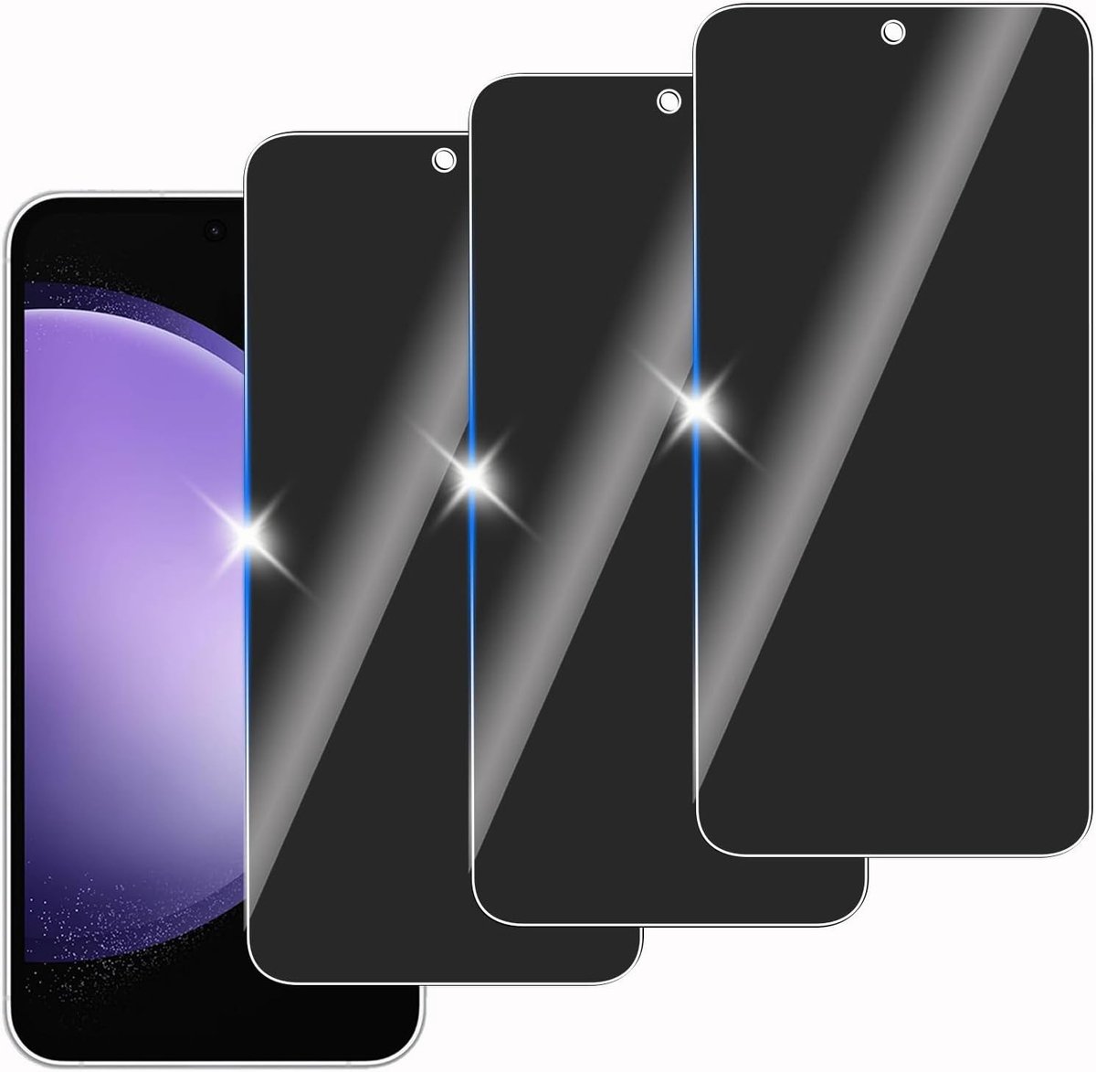 3 stuks anti-spion gehard glas voor Samsung Galaxy S23FE, beschermglas voor scherm, bubbelvrij, hardheid 9H, eenvoudig te installeren, krasbestendig