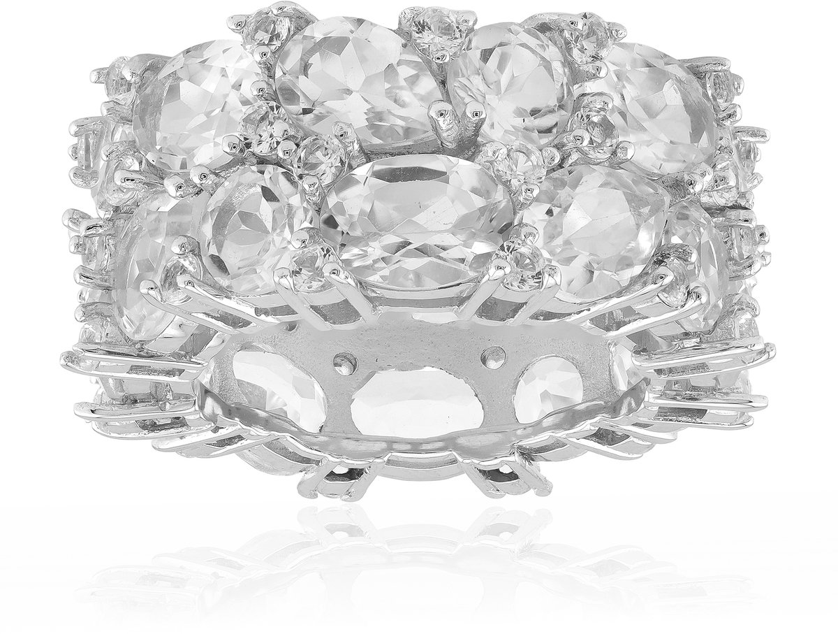 Cavill - Zilveren ring 925 sterlingzilver - Witte topaas 19,073 ct ovale, druppelvormige & ronde stenen - Elegante Nigeriaanse topaas sieraden