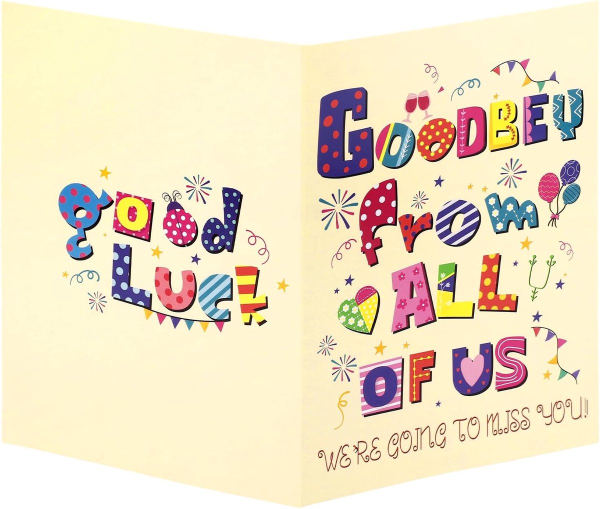 Afscheidskaart, 40x27cm Grappige Jumbo Afscheidsgroetkaart met Envelop Geschikt voor Vrouwen Mannen Vrienden Collega's Baas