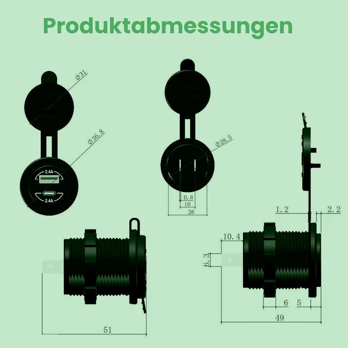 Dubbel USB Stopcontact 12V/24V 4,8A voor Offgrid Gebruik