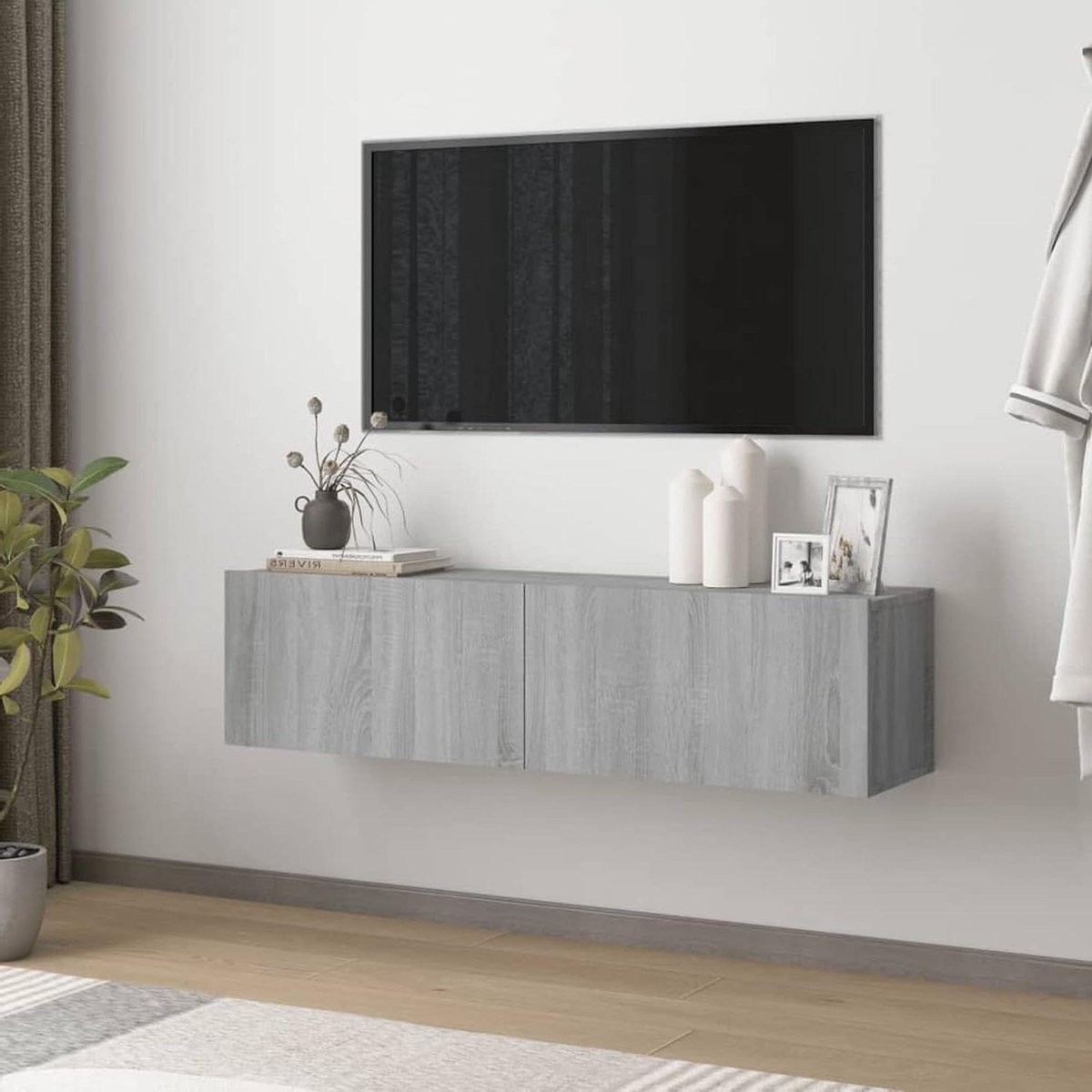 Tv-kast - Wandrek - Opbergen - Aan de muur - 120 cm - Grijs
