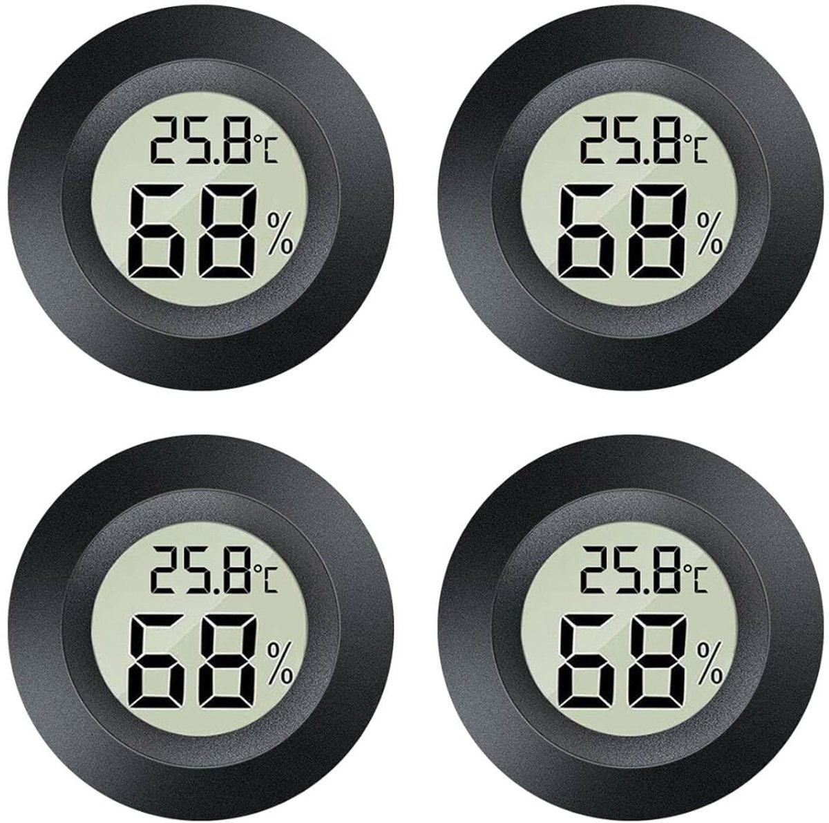 mini, 2-in-1 thermometer, hygrometer, 4 stuks mini-lcd-digitale thermometer voor binnen, luchtvochtigheidsmeter, buitenvochtigheidsmeter, temperatuurmeter voor broeikas, kelder