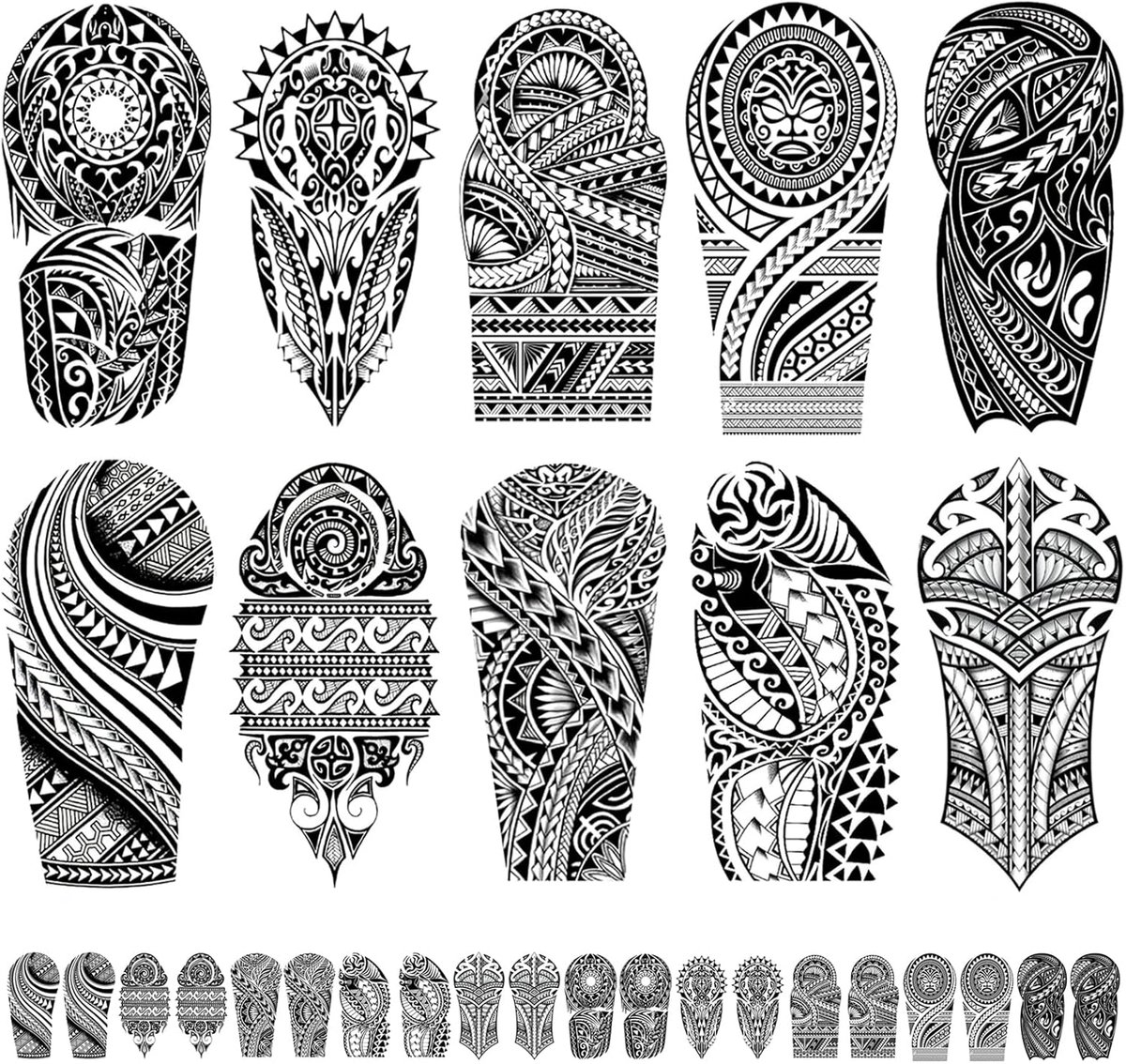 Tijdelijke Tattoos voor Mannen, 20 vellen Zwarte Maori Valse Tatoeagestickers, zelfklevende Tatoeages Set, stickers om op te plakken voor Vrouwen volwassenen