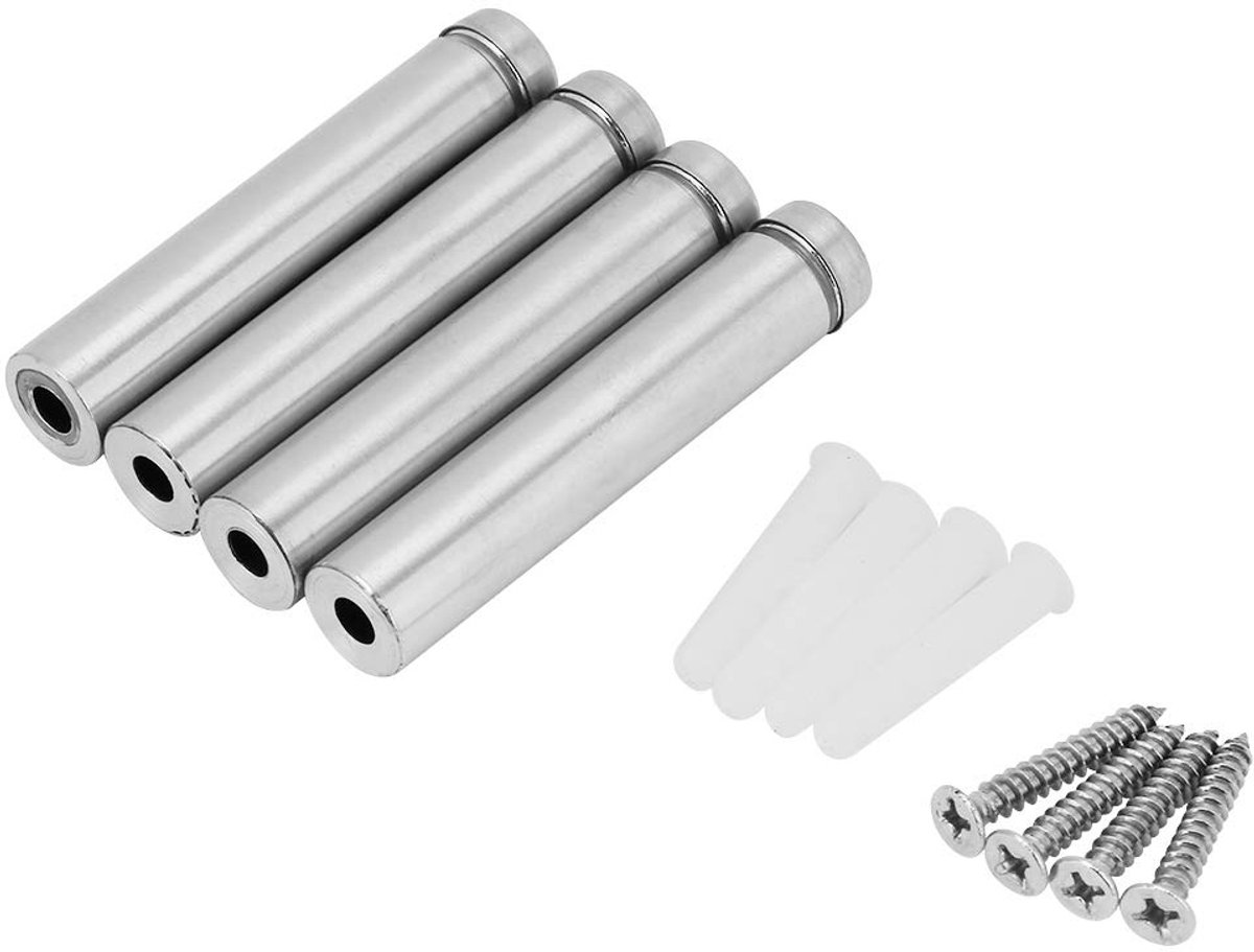 4 stuks roestvrij stalen reclameschroef glas standoffs bevestigingen bouten houder pin nagels schroeven hardware glas bevestigingsmiddelen (12 * 80 mm)