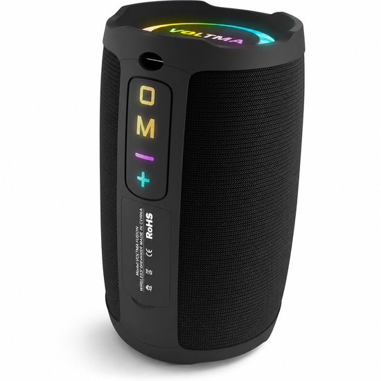 Voltma Fusion Bluetooth-luidspreker, draagbare en draadloze luidspreker van 10W, RGB-verlichting met IPX4 waterdicht, Bluetooth 5.2 en 360° surround sound, tot 20uur speeltijd met AUX, TF en USB-sleuf van Voltma — afbeelding 5