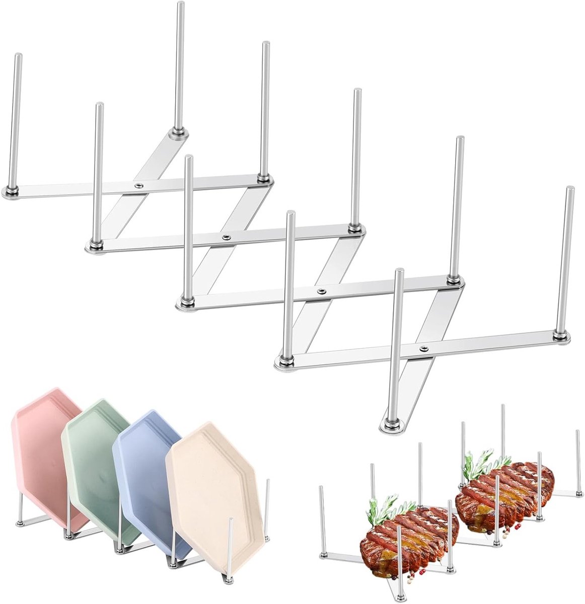 Verstelbare Ribbendhouder van RVS - Multifunctionele Telescopische Opslagrek voor Keuken, Grill en BBQ Accessoires