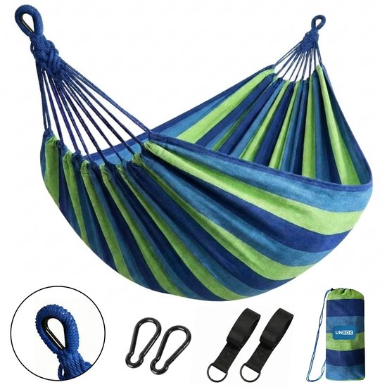 UNBOX Extra brede - Hangmat 2 Persoons - Weerbestendig - 200cm x 180cm - Incl. Hangmat Bevestiging
