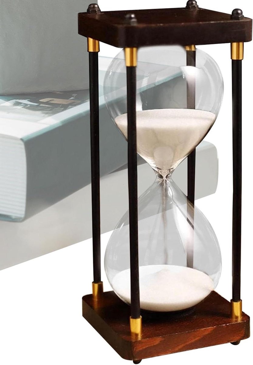 Zandloper Decoratie - Zandloper Timer - Tijd Meten - Vintage Stijl - 25 cm Hoog - Wit