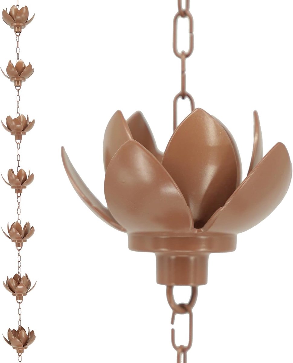 Regenketting Decoratief - Waterafvoer Ketting - Tuin Verfraaien - Lotus Bloemen Ontwerp - Tot 8 Meter - Goud