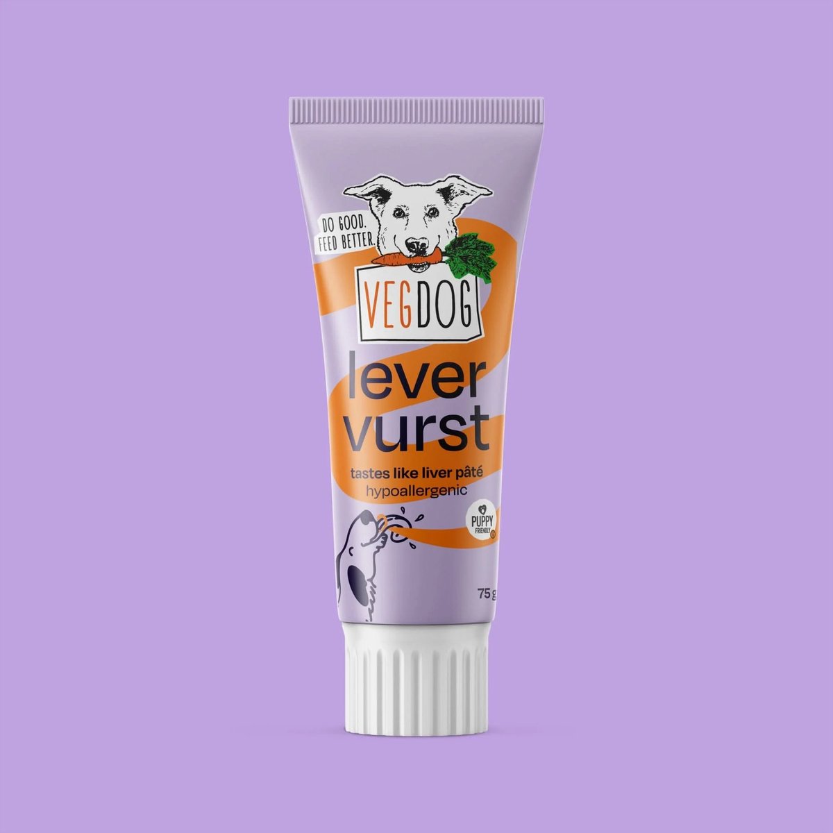 VEGDOG Levervurst - Vegan Hondensnack - Trainingspasta in Tube - Hypoallergeen - 80 g
