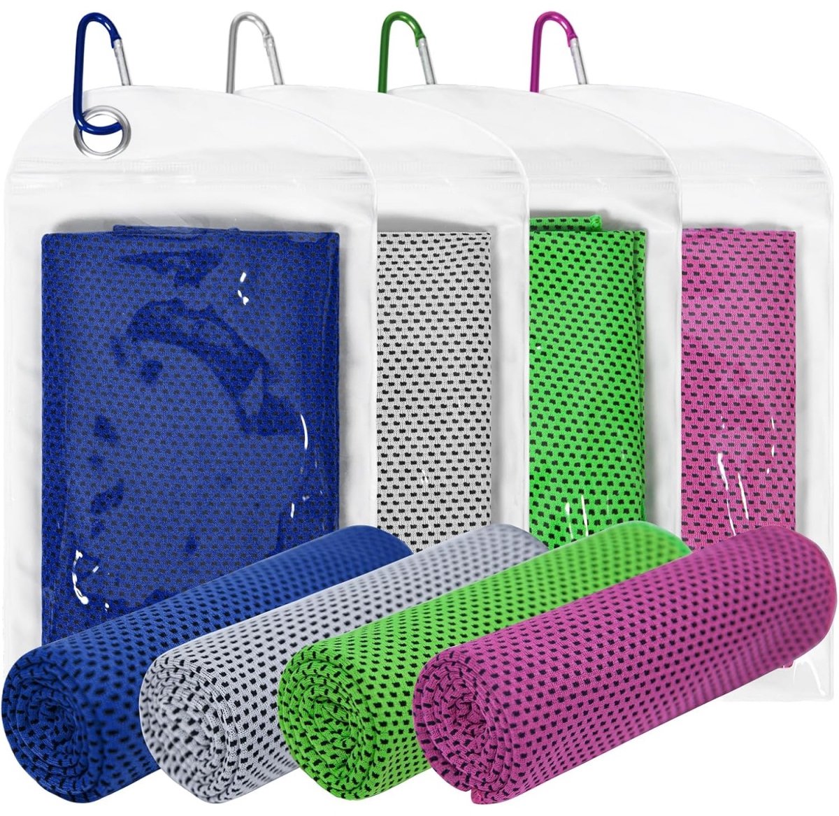 EXCITAT 4 Stuks Golfhanddoeken - Snel Zweet Opnemend Handdoek - 30x100cm - Ademend en Licht - Geschikt voor Golf, Sport en Reizen - Polyester