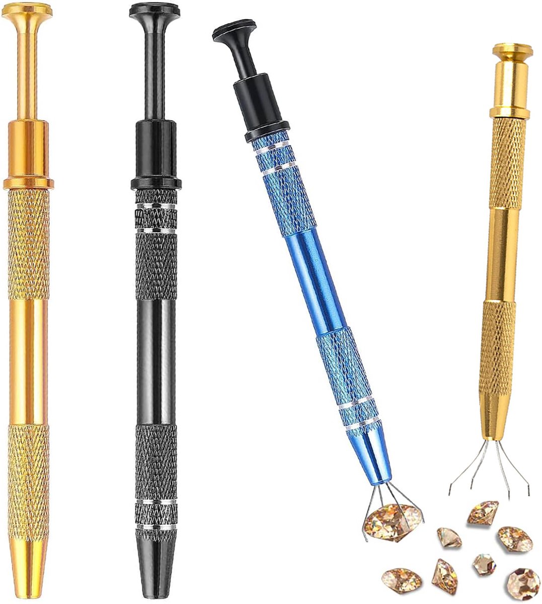 Pick Up Tool - 3 Stuks - 4-Klauw Metaal Pick-up Pen - Grabber Tool - Grijper met klauw - Pick up Stick - Voor Kleine Onderdelen Sieraden Metalen Tiny Elektronische Componenten Precisie IC Chips