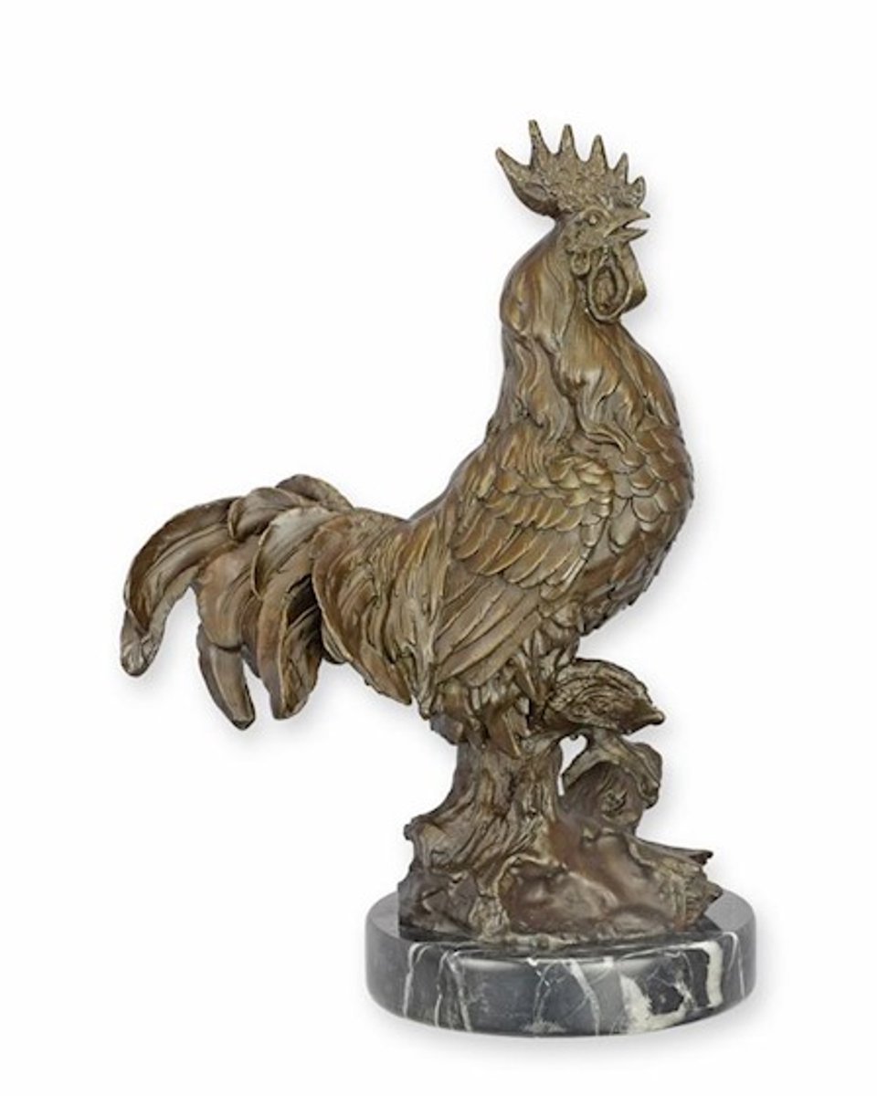 VntiQue Haan - Bronzen Beeld - Hanen Sculptuur - Brons Beeldje - Kunst Decoratie - 21x13x32