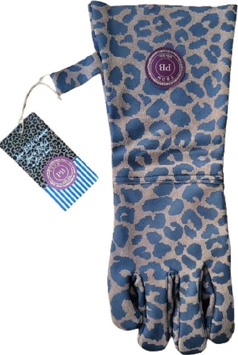 Leren Barbecue handschoen met panterprint - barbequehandschoen recherhand dames bbq - 100% rundleer