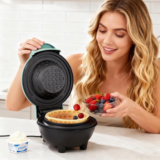 Wafelhoornmachine - IJshoornmaker - Desserts Maken - Gelijkmatige Warmte - 12.4 cm Diep - Blauw — afbeelding 5