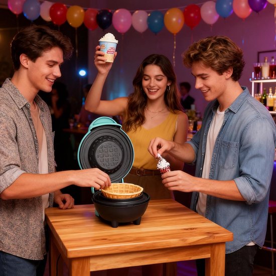 Wafelhoornmachine - IJshoornmaker - Desserts Maken - Gelijkmatige Warmte - 12.4 cm Diep - Blauw — afbeelding 3