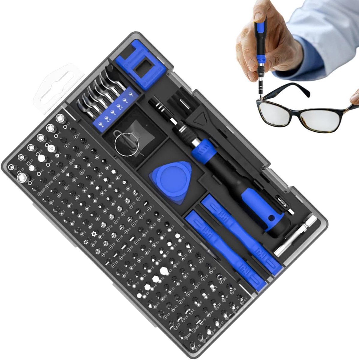 Precisie Schroevendraaierset - Reparatieset - Elektronica Reparatie - 160 Delige Set - Draagbare Koffer - Grijs