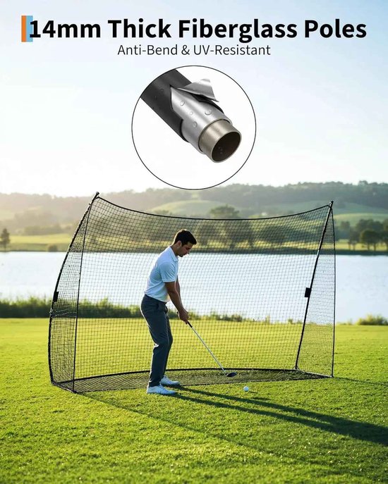 CORE Golf Oefennet - Groot Formaat - Draagbaar Golf Trainingsnet - Stabiel Oefennet voor Binnen en Buiten - Inclusief Opbergtas en 4 Haringen - Golf Trainingshulp voor Thuisgebruik - 305x93x217cm - Zwart/Rood van core — afbeelding 3