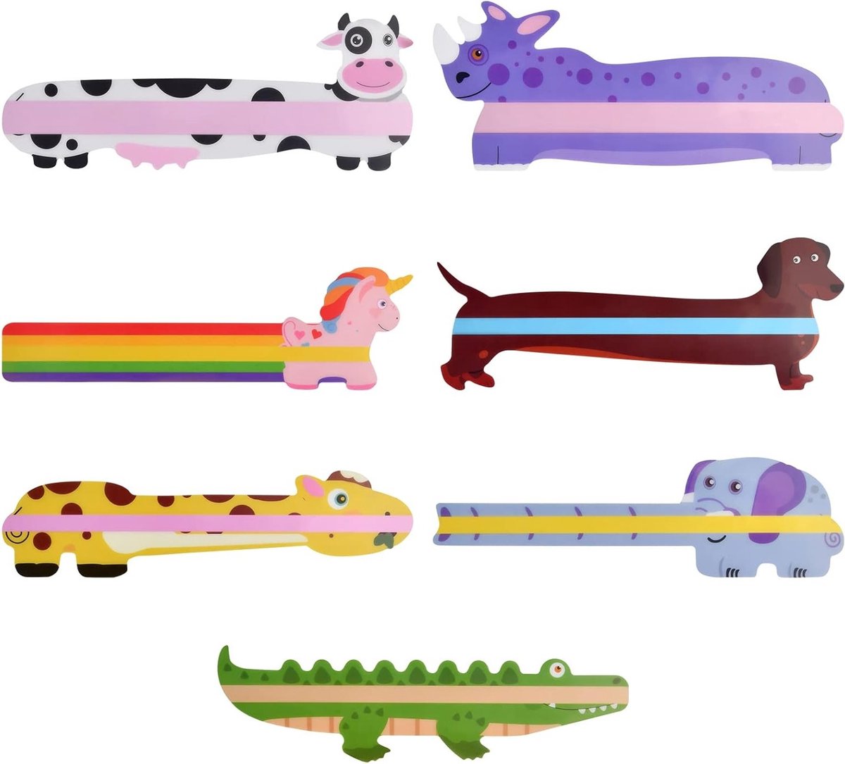 Dyslexie Leesliniaal met 7 Stukken, LED Leesstrips, Kleurige Overlays en Boekenleggers voor Kinderen, Ideaal voor Ondersteuning bij Lezen en Leren