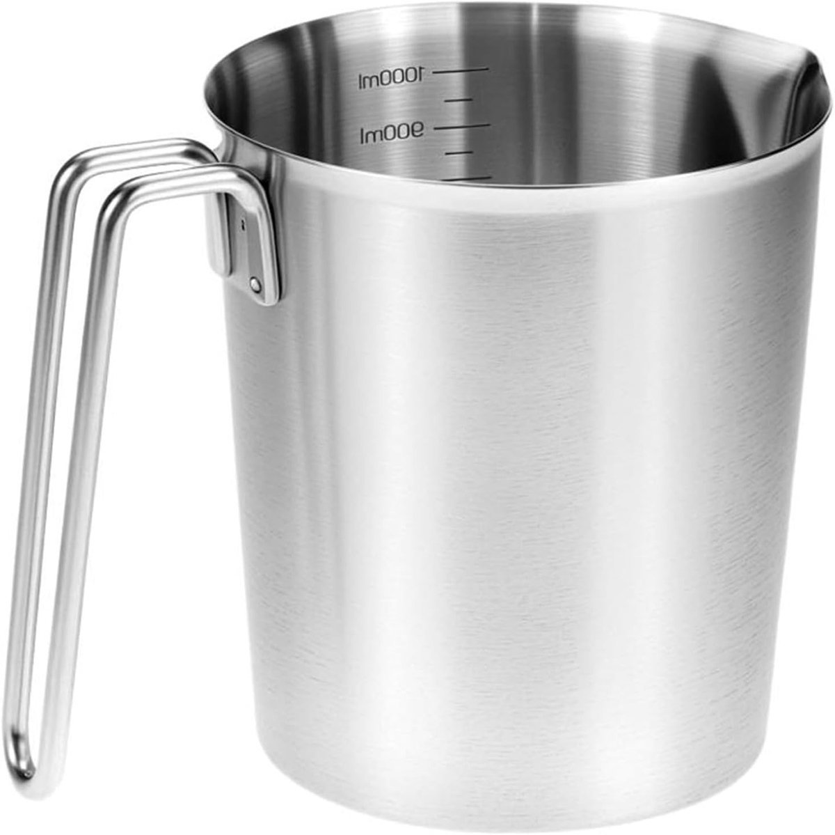 Metalen Maatbeker 1000 ml met Handvat en Verdeler, Perfect voor Koken en Bakken, Vaatwasserbestendig, Ideaal voor Melk en Ingrediënten