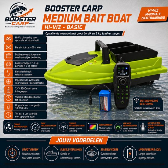 Booster Carp - Voerboot - Medium - 3KG laadvermogen - 400m bereik — afbeelding 3