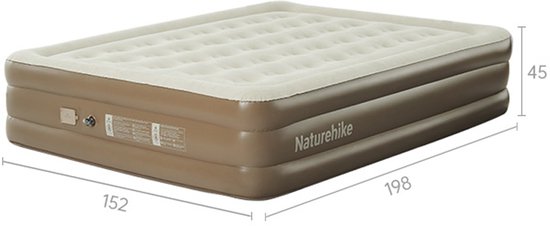 Naturehike Horizon opblaasbaar luchtbed 2-persoons - ingebouwde oplaadbare elektrische pomp - 45 cm hoog - snel opblazen en leeglopen - 198 × 152 cm van Naturehike — afbeelding 4