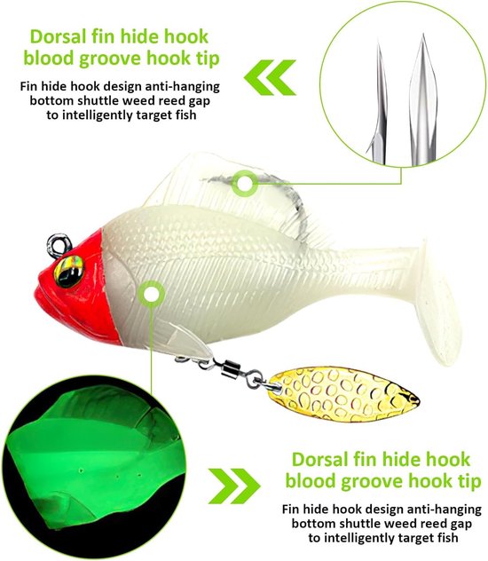 Spinnerbait - 6 Stuks - Roofvissen - 6cm - 10g - Loodkopspinner - Visserskit - Ultralicht Roofvis Kunstaas - Jigheads - Shads - Visgerei - Rotation - Visaas - Hengelsport - Vis accessoires - Voor Baars, Snoekbaars, mandarijnvis, graskarper — afbeelding 3