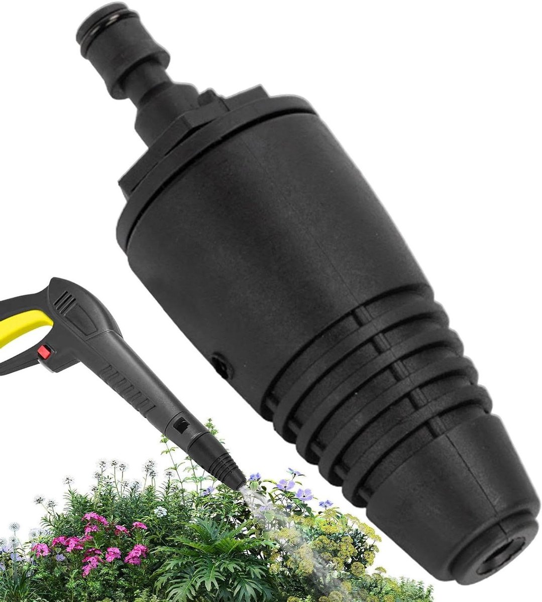 Hogedruk Sproeier - Turbo Mondstuk - Krachtig Reinigen - Roterende Straal - 12 cm - Zwart