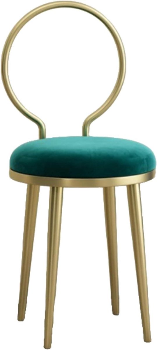 Groene Make-up Stoel - Kaptafel Kruk - Comfortabel Zitten - Ergonomische Rugleuning - Goudkleurige Studs - Groen