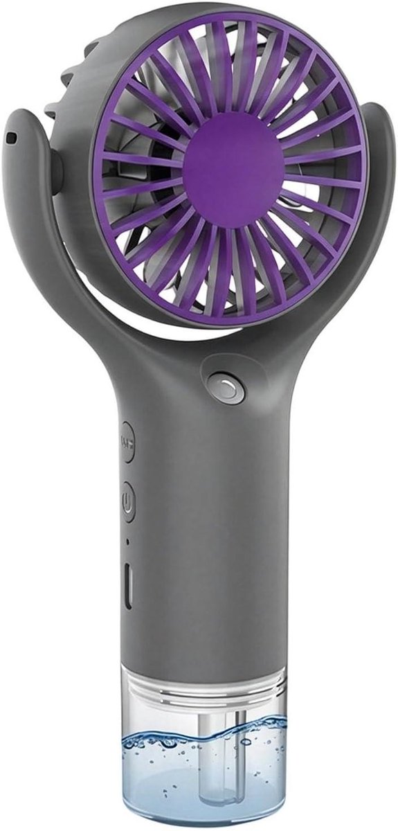 Mini Ventilator - Mistvernevelaar - Persoonlijke Koeling - Hydratatie Technologie - 4x9x4 cm - Grijs