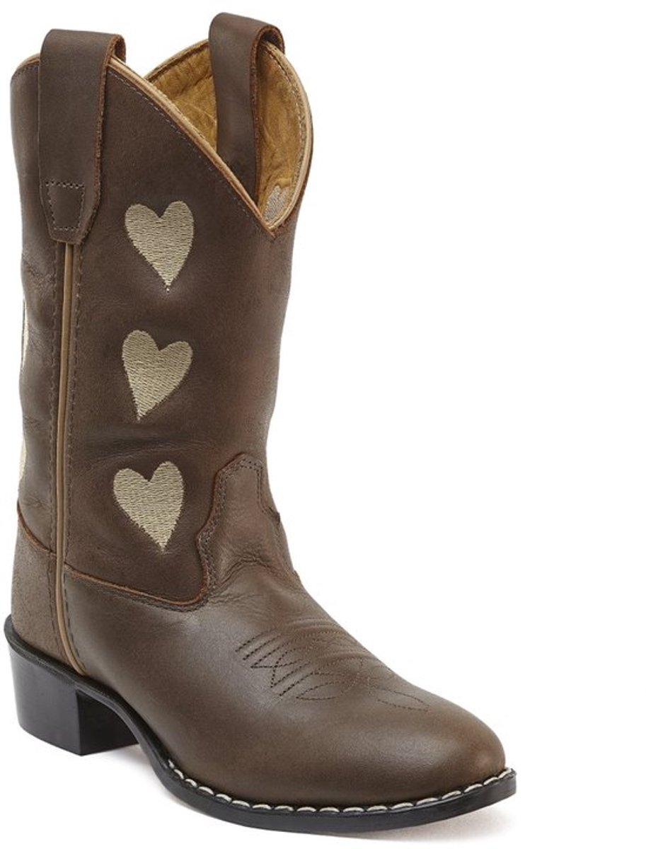 Bootstock Hearts Mocca Cowboylaarzen - Kinderen - Mocca - Leer