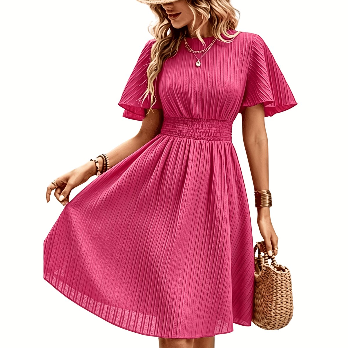 Currero Zomerjurk Dames Zomerjurken Volwassenen Vrouwen Midi Jurk Ibiza Stijl Sundress Dress XXL Rode Roos