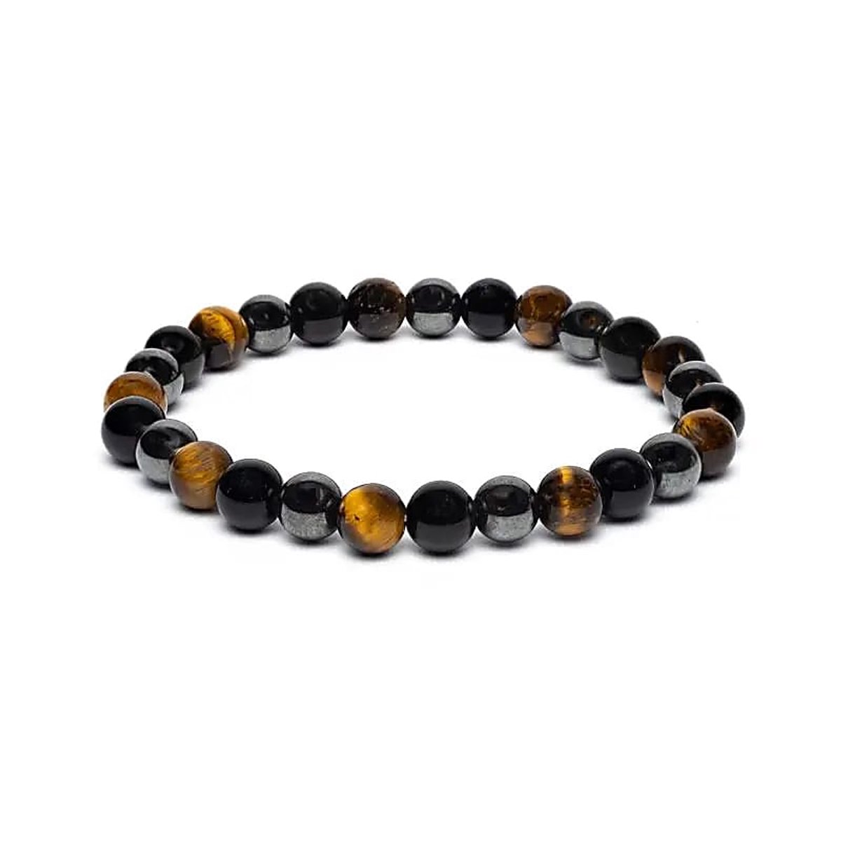 Armband - Tijgeroog - Hematiet- Obsidiaan - Brede pols- Cadeau - Dames - Heren - Edelsteen - Gift- Aardend - beschermend - Zelfvertrouwen - Harmonie