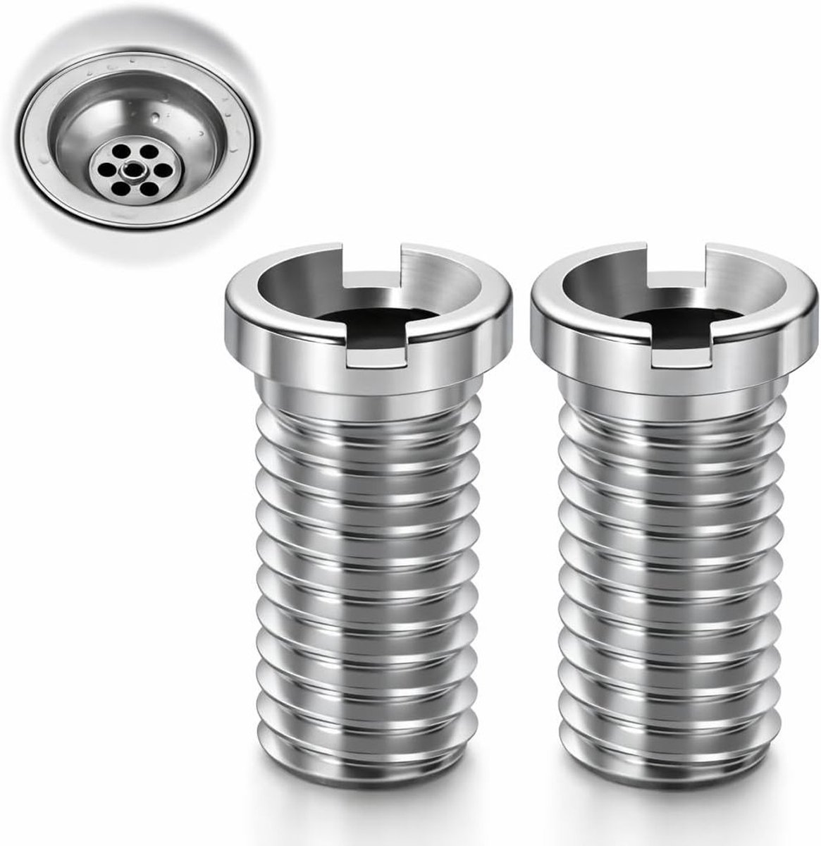 RVS Afvoerzeef Set van 2, M12 x 25mm Draadbout voor Afvoerplug en Keukensink Drainage