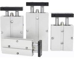 Twin-stang Cilinder - Dubbelwerkend Pneumatiek - Industriële Automatisering - Geïntegreerde Magneet - 20mm Boring - Zilverkleurig