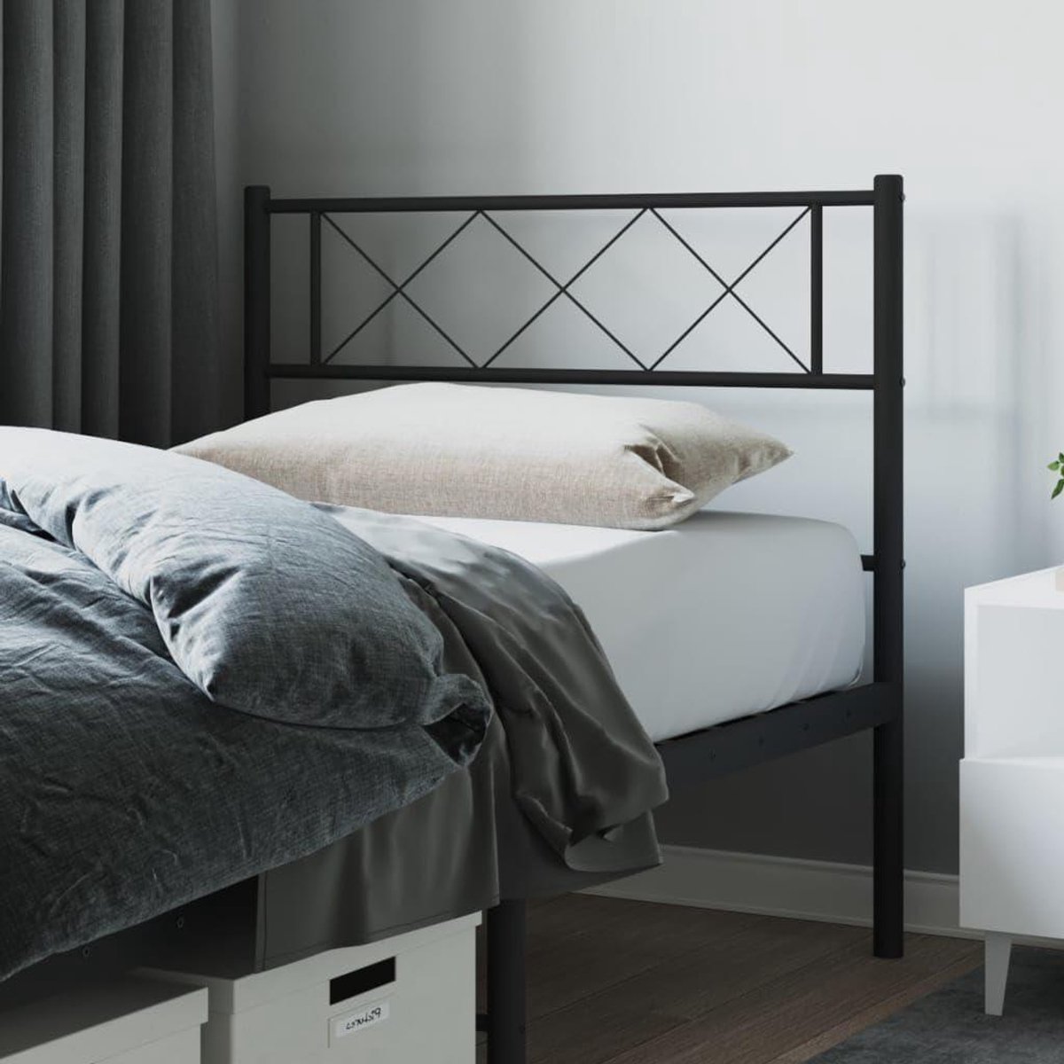 Metalen hoofdeinde - Stijlvol bedpaneel - Bed opknappen - Robuuste staalconstructie - 90 cm breed - Zwart