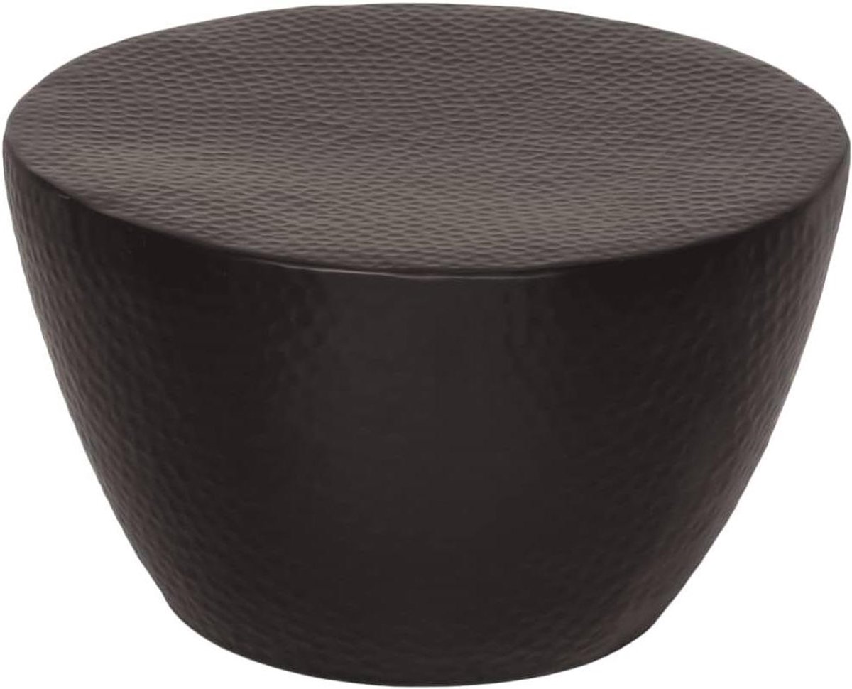 Salontafel Aluminium - Bijzettafel Rond - Interieur Verfraaien - Gehamerd Design - 50 x 30 cm - Zwart