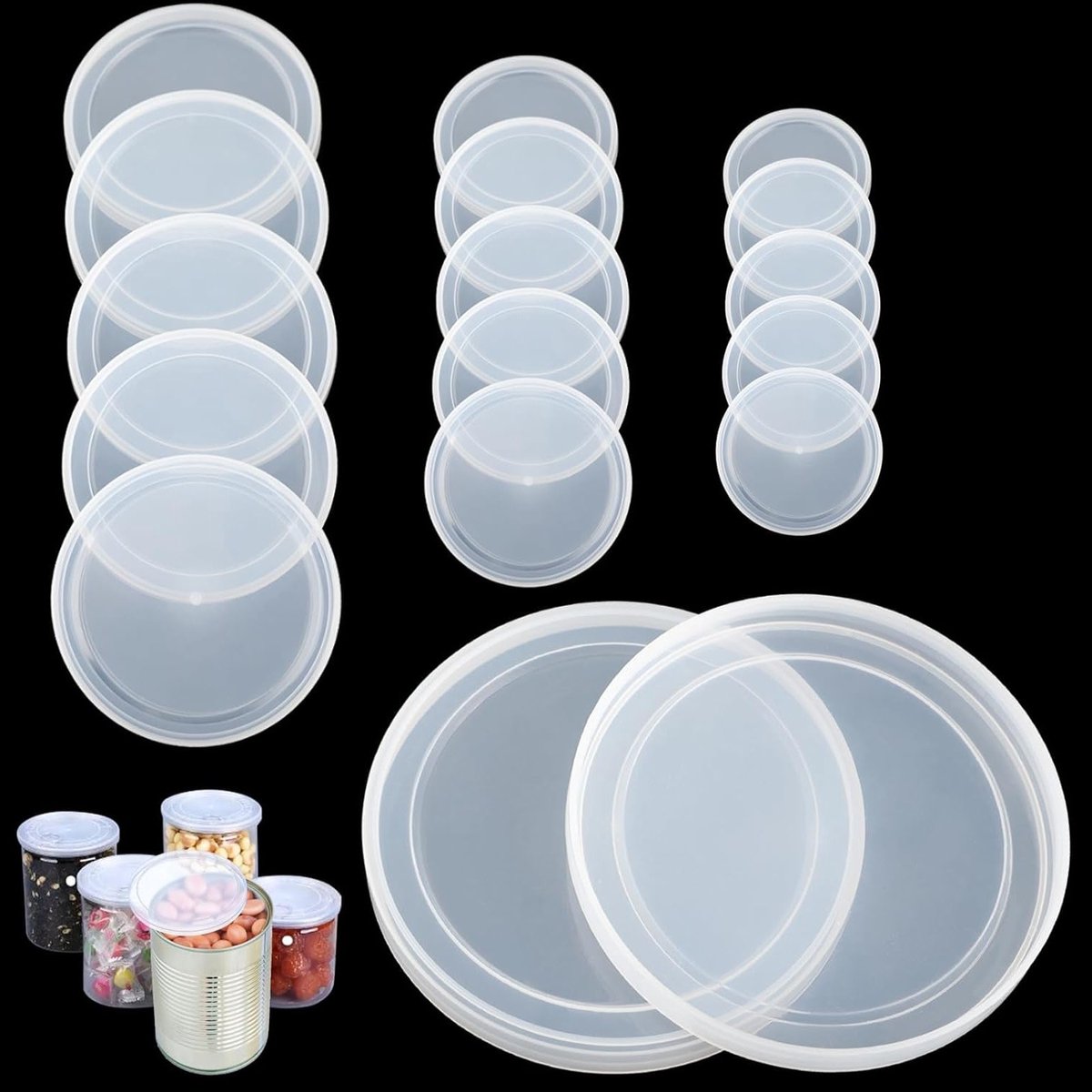 Set van 15 Herbruikbare Blikken Deksels in 3 Maten (100mm, 83mm, 74mm) voor Blikken, Ideaal voor Opslag van Huisdiervoeding en Canning