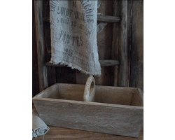 Authentieke houten rijstbak/graanbak met handvat/Authentieke