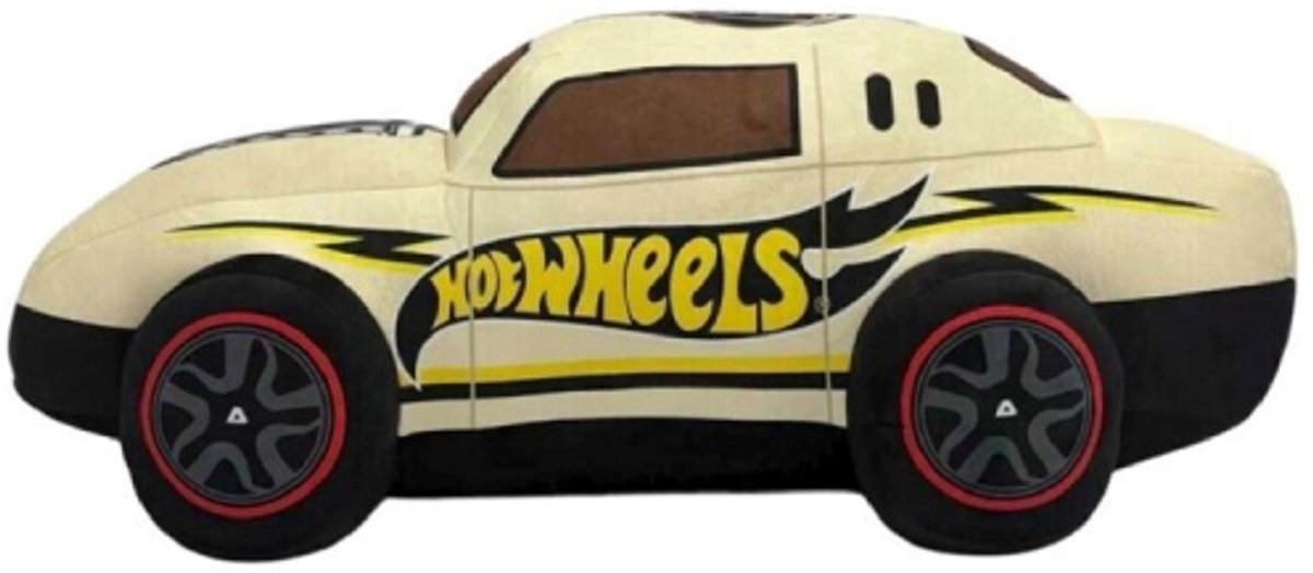 Hot Wheels Auto Beige Pluche Knuffel 30 cm - Speelgoed Knuffels voor Kinderen Jongens Meisjes - Hot-Wheels Plush Toy