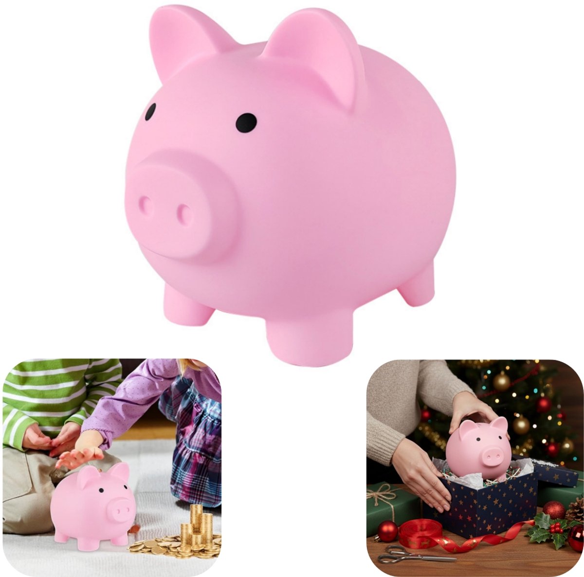 Spaarpot - Varkentje Spaarpot - Muntenpot - Valbestendige spaarpot - Versterkt - Grote capaciteit - Schokbestendig - Opslagaccessoire - Geschikt voor munten, verjaardagen, feestjes (roze, 15*16cm)