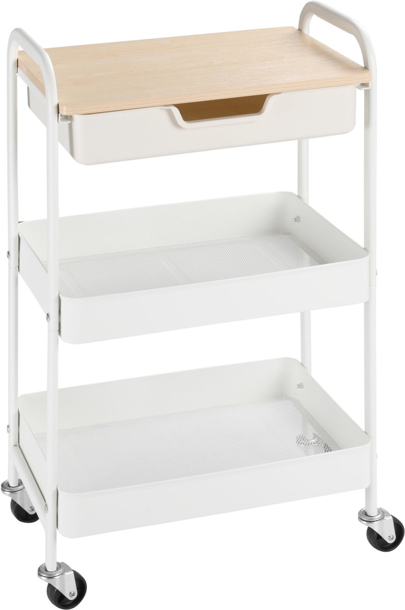 HOMCOM-Gebruikswagen - Staal - 43,9 x 30,5 x 75,6 cm - Wit