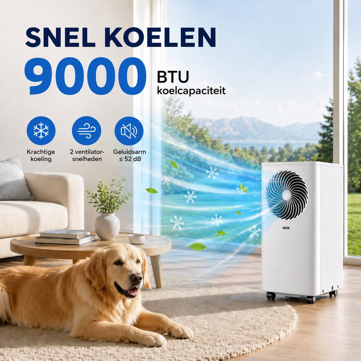 Auxair 9.000 BTU mobiele airco - koelen, ventileren en ontvochtigen thumbnail 6