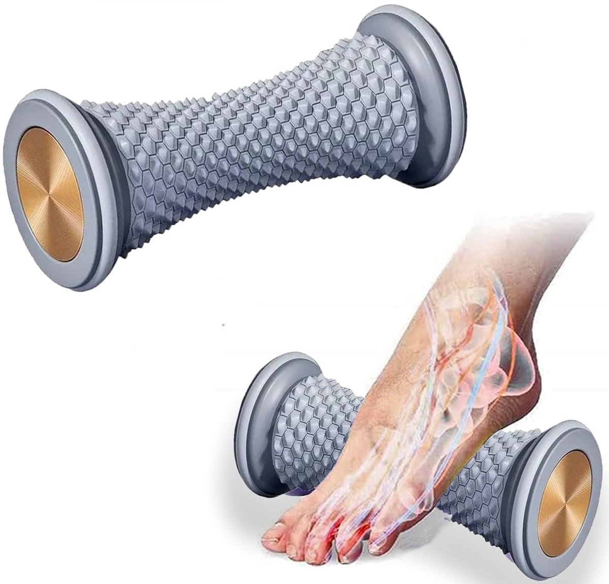 Voetroller - Voetmassage Roller - Voetmassage Apparaat - Voetroller - Massage roller - Voetmassager - Verbetering Bloedsomloop - Spierherstel en ontspanning - Circulatiebevorderende voetmassage - Voor voetzool en lichaamsmassage - Grijs