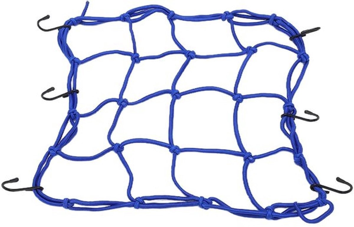 Bagagenet Elastisch - Bungee Koord - 30 x 30 cm - Voor Fietsen/Motoren - Antislip Haken - Duurzaam Nylon - Bungeekoord